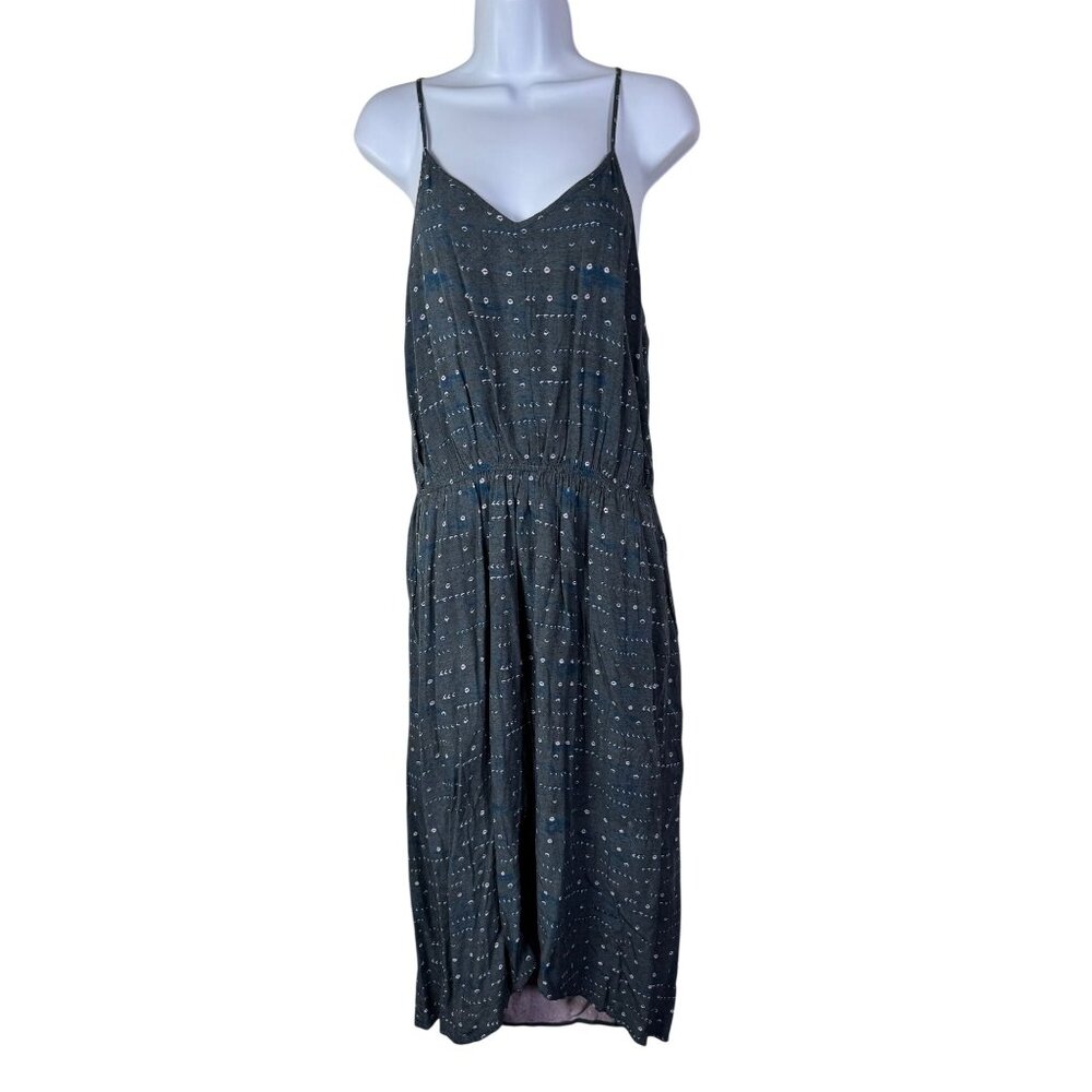 Carve Designs‎ Strappy Midi Dress Size Medium Elastic Waist Blue Gray Boho Light